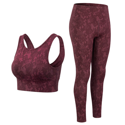 High Waist Camouflage Fitness Active Wear Workout Women Yoga Set
