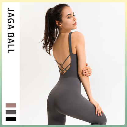All-in-one Fitness Sports Suit Female Air Yoga Suit Sexy Peach Hip Jumpsuit