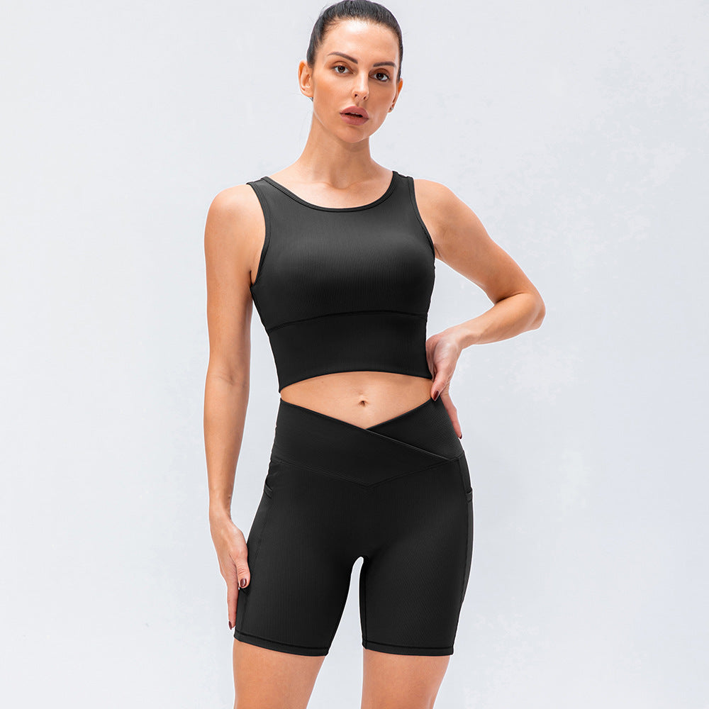 Sport Bra Shorts With Pockets Yoga Sets