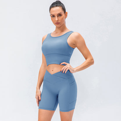 Sport Bra Shorts With Pockets Yoga Sets