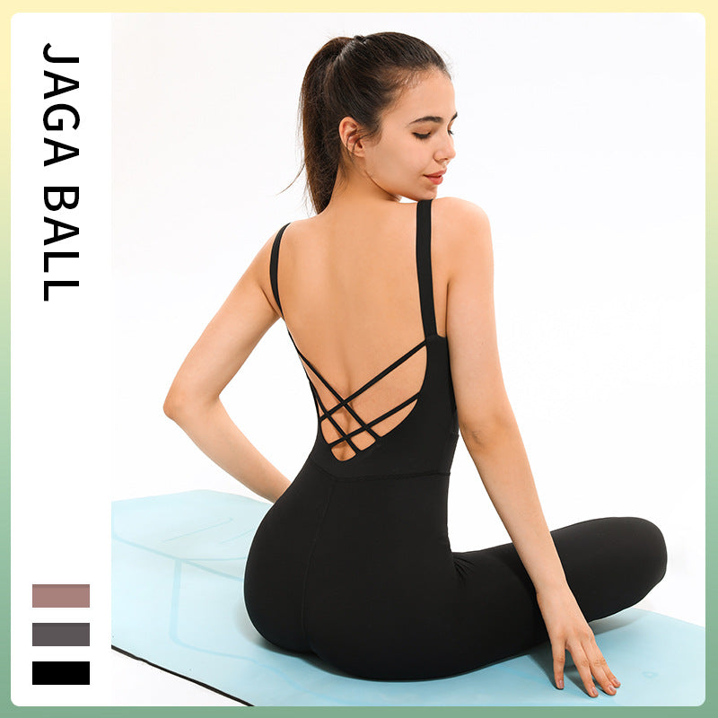 All-in-one Fitness Sports Suit Female Air Yoga Suit Sexy Peach Hip Jumpsuit