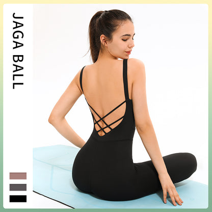 All-in-one Fitness Sports Suit Female Air Yoga Suit Sexy Peach Hip Jumpsuit