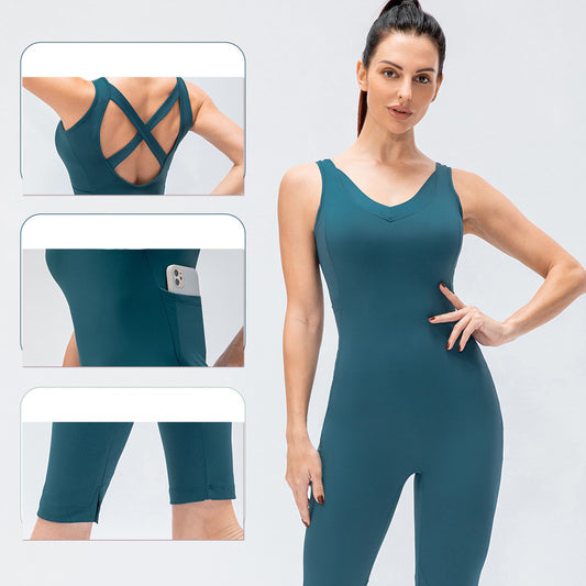Ladies One Piece Yoga Jumpsuit Fitness Leggings Set