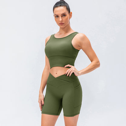 Sport Bra Shorts With Pockets Yoga Sets
