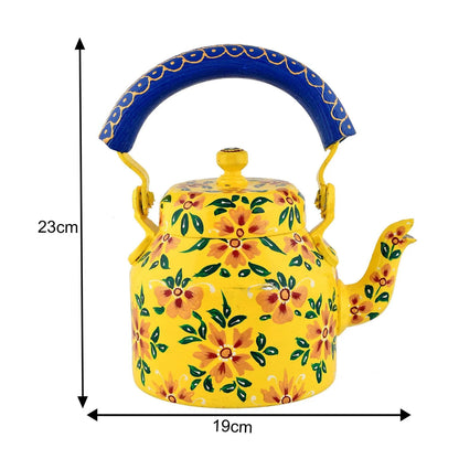 Hand-Painted Floral Aluminium Tea Kettle – 750 ml for kitchen décor Home Décor