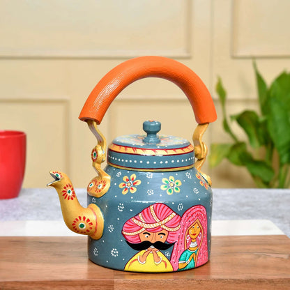 Hand-Painted Rajsthani Style Tea Kettle for Home Décor