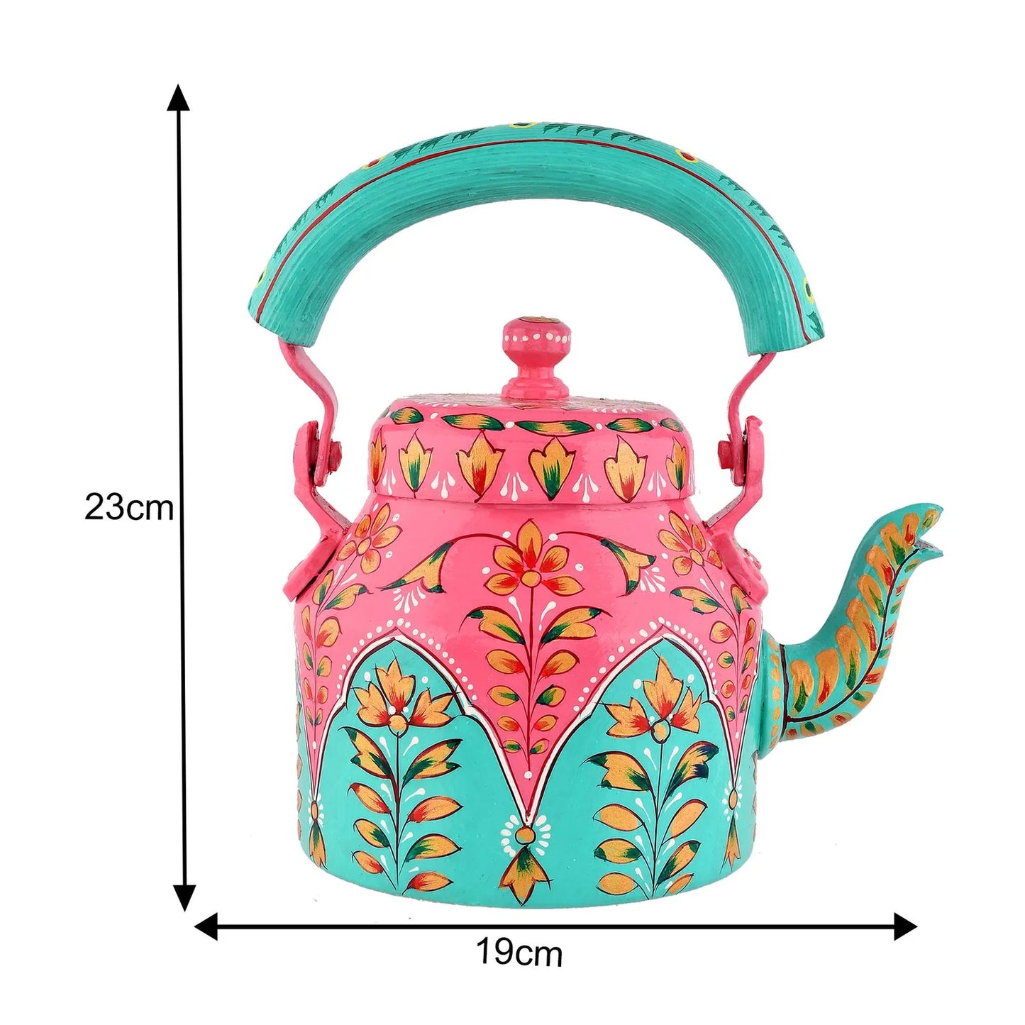 Hand-Painted Pink Aluminium Tea Kettle – 750 ml for Home Décor