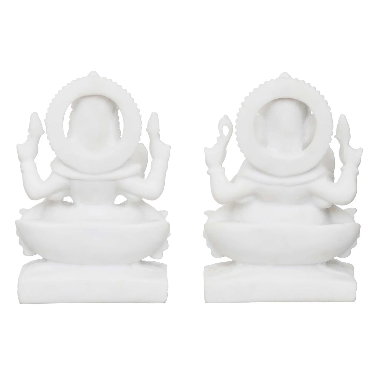 Handcrafted Laxmi Ganesha Idol Marble Murti For Puja Home Diwali Decoration Gifts