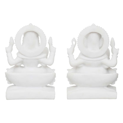 Handcrafted Laxmi Ganesha Idol Marble Murti For Puja Home Diwali Decoration Gifts