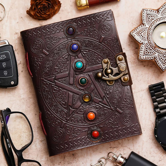 Seven Stone Leather Journal - Handmade Antique Stone Journal For Students & Office