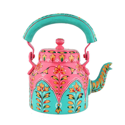 Hand-Painted Pink Aluminium Tea Kettle – 750 ml for Home Décor